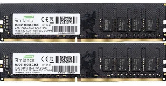 Main image of Rimlance 8GB (2X4GB) 1.2V DDR4 2666MHZ PC4-21300 UDIMM 1RX8 Desktop Memory