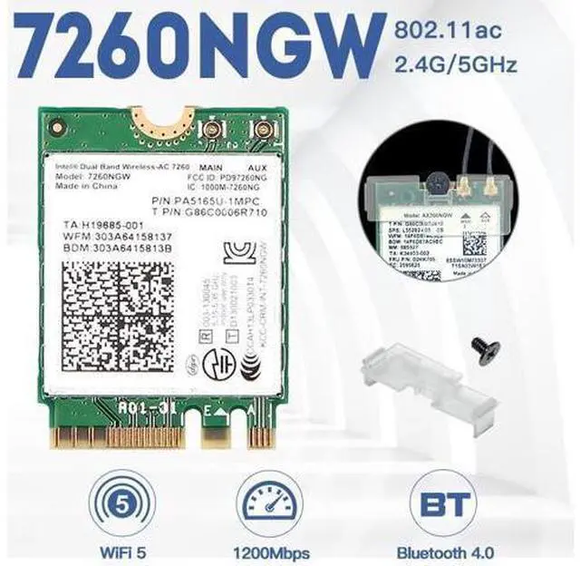 Main image of Wifi 6E I-ntel AX210 AX210NGW Bluetooth 5.2 5374Mbps Wireless Wi-Fi 6 Card AX200 AC9260 8265 8260 7265 7260 3168 3165 M.2 Adapter(I-ntel 7260ac)