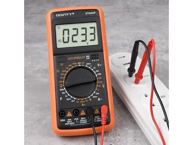 Alt view image 4 of 6 - DT9205P Professional Digital Multimeter Manual Range 1000V 10A AC DC Voltage Meter hFE Ohm Capacitance Continuity Diode Tester