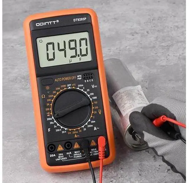 Alt view image 3 of 6 - DT9205P Professional Digital Multimeter Manual Range 1000V 10A AC DC Voltage Meter hFE Ohm Capacitance Continuity Diode Tester