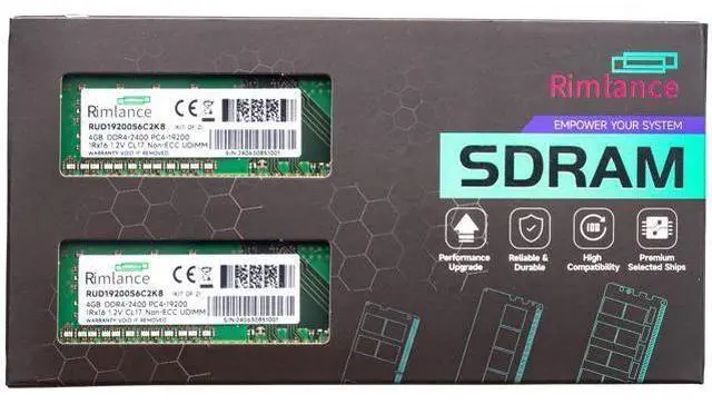 Main image of Rimlance 8GB (2X4GB) 1.2V DDR4 2400MHZ PC4-19200 UDIMM 1RX16