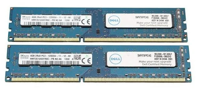 Main image of 2X4Gb (8Gb Total) Hmt351U6Efr8C-Pb 4Gb Pc3-12800U Desktop Memory