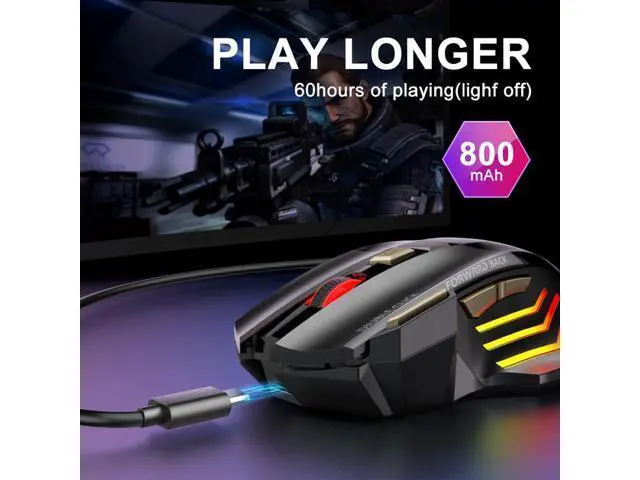 Alt view image 4 of 6 - Wireless Gamer Mouse for Computer 2.4G RGB Rechargeable Gaming Mouse Bluetooth USB Mouse Silent Ergonomic Mice