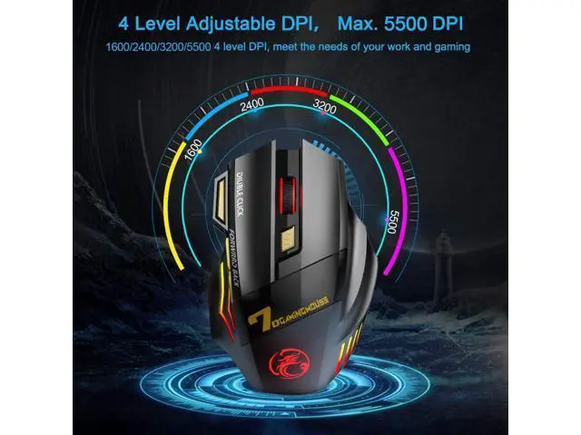 Alt view image 3 of 6 - Wireless Gamer Mouse for Computer 2.4G RGB Rechargeable Gaming Mouse Bluetooth USB Mouse Silent Ergonomic Mice