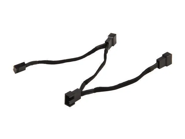 Alt view image 2 of 6 - Silverstone All Black Sleeved 1-3 PWM Fan Splitter Cable 100 mm (CPF02)