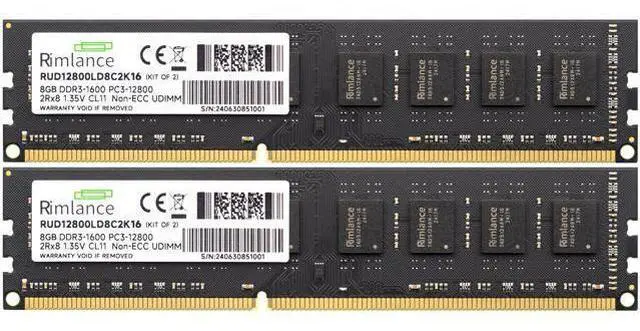 Alt view image 6 of 7 - Rimlance 16GB (2X8GB) 1.35V DDR3 1600MHZ PC3-12800 UDIMM 2RX8