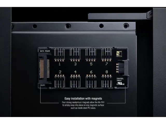 Alt view image 5 of 7 - Noctua NA-FH1, 8 Channel Fan Hub for up to Eight 12V or 5V Based 4-pin PWM or 3-pin Fans (Black)
