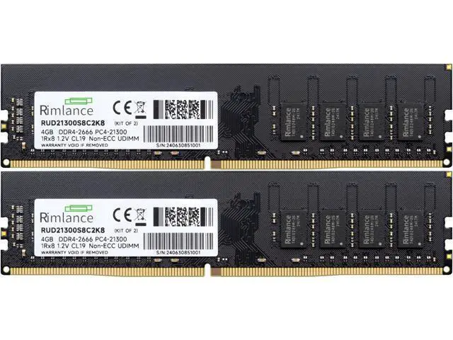 Alt view image 2 of 7 - Rimlance 8GB (2X4GB) 1.2V DDR4 2666MHZ PC4-21300 UDIMM 1RX8