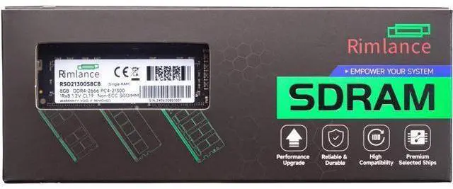 Main image of Rimlance 8GB (1X8GB) 1.2V DDR4 2666MHZ PC4-21300 SODIMM 1RX8