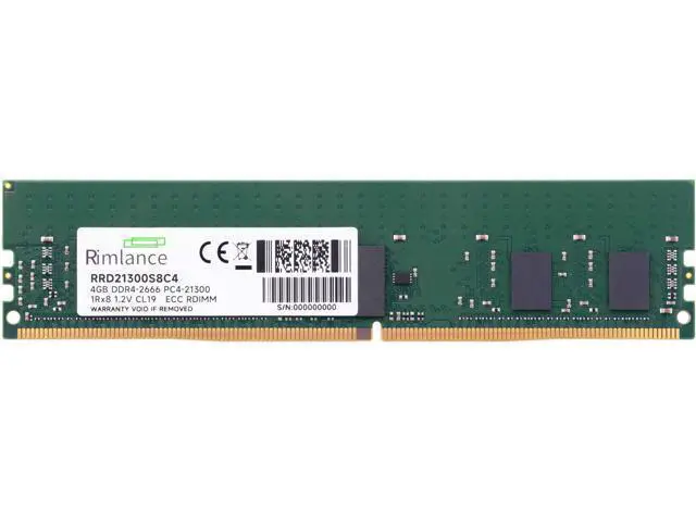 Alt view image 2 of 7 - RIMLANCE 4GB (1X4GB) DDR4 2666MHZ PC4-21300 1RX8 1.2V 288-PIN ECC Registered RDIMM Server Memory