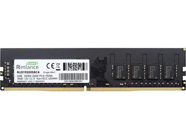 Alt view image 2 of 6 - Rimlance 4GB (1X4GB) 1.2V DDR4 2400MHZ PC4-19200 UDIMM 1RX8
