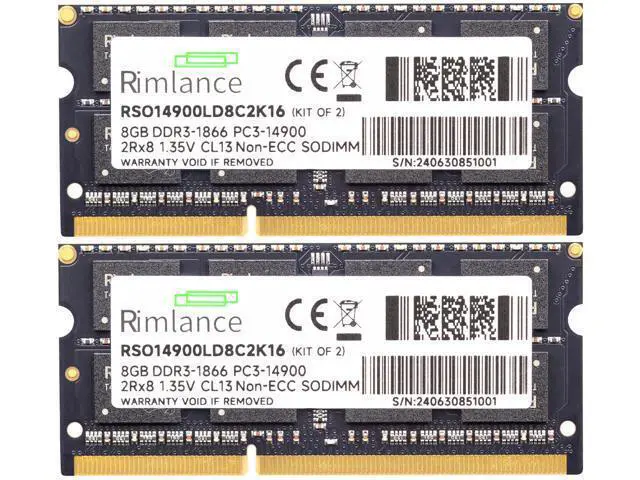 Alt view image 2 of 7 - Rimlance 16GB (2X8GB) 1.35V DDR3 1866MHZ PC3-14900 SODIMM 2RX8
