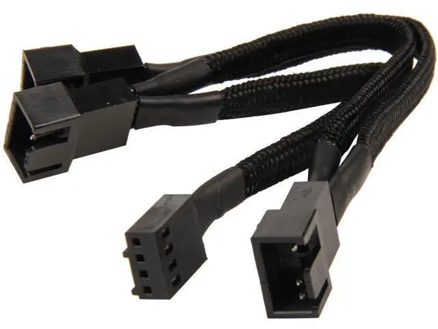 Alt view image 4 of 6 - Silverstone All Black Sleeved 1-3 PWM Fan Splitter Cable 100 mm (CPF02)