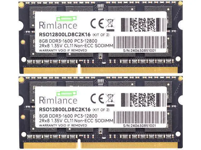 Alt view image 2 of 7 - Rimlance 16GB (2X8GB) 1.35V DDR3 1600MHZ PC3-12800 SODIMM 2RX8