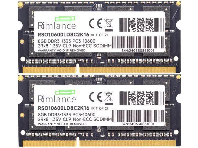 Alt view image 2 of 7 - Rimlance 16GB (2X8GB) 1.35V DDR3 1333MHZ PC3-10600 SODIMM 2RX8