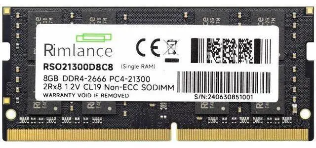 Alt view image 2 of 5 - Rimlance 8GB (1X8GB) 1.2V DDR4 2666MHZ PC4-21300 SODIMM 2RX8