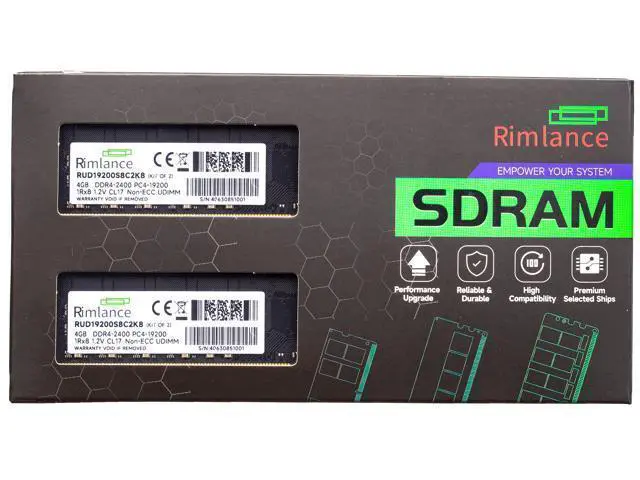 Alt view image 7 of 7 - Rimlance 8GB (2X4GB) 1.2V DDR4 2400MHZ PC4-19200 UDIMM 1RX8