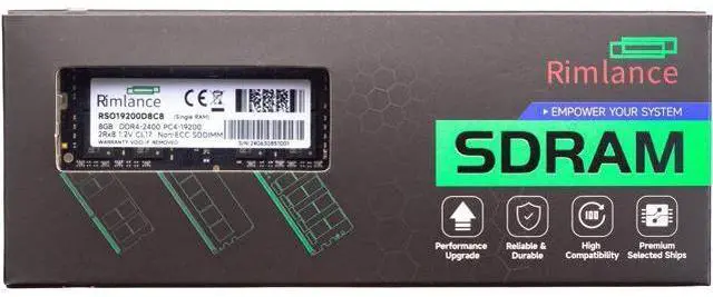 Main image of Rimlance 8GB (1X8GB) 1.2V DDR4 2400MHZ PC4-19200 SODIMM 2RX8