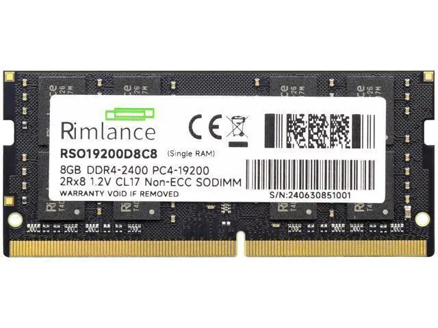 Alt view image 2 of 5 - Rimlance 8GB (1X8GB) 1.2V DDR4 2400MHZ PC4-19200 SODIMM 2RX8