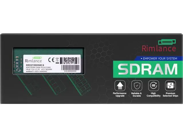 Alt view image 7 of 7 - RIMLANCE 4GB (1X4GB) DDR4 2666MHZ PC4-21300 1RX8 1.2V 288-PIN ECC Registered RDIMM Server Memory