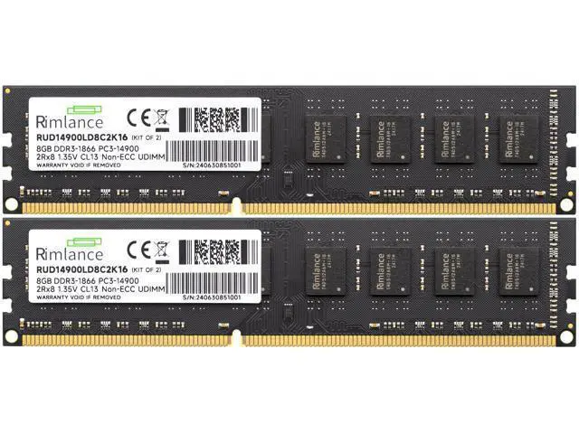 Alt view image 2 of 6 - Rimlance 16GB (2X8GB) 1.35V DDR3 1866MHZ PC3-14900 UDIMM 2RX8 Desktop Memory