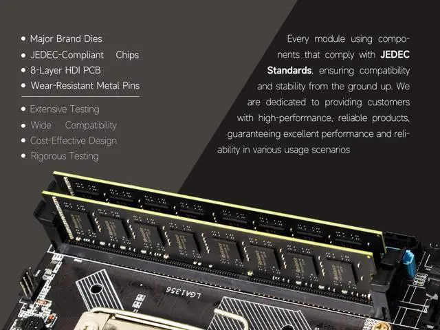 Alt view image 4 of 6 - Rimlance 16GB (2X8GB) 1.35V DDR3 1333MHZ PC3-10600 UDIMM 2RX8 Desktop Memory