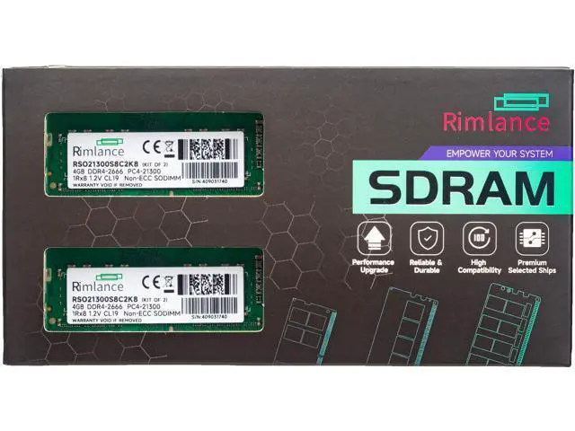 Alt view image 6 of 7 - Rimlance 8GB (2X4GB) 1.2V DDR4 2666MHz PC4-21300 SODIMM 1RX8