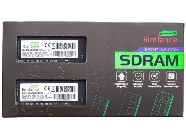 Alt view image 7 of 7 - Rimlance 16GB (2X8GB) 1.5V DDR3 1333MHZ PC3-10600 UDIMM 2RX8