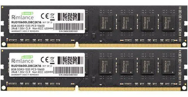 Alt view image 2 of 7 - Rimlance 16GB (2X8GB) 1.35V DDR3 1333MHZ PC3-10600 UDIMM 2RX8