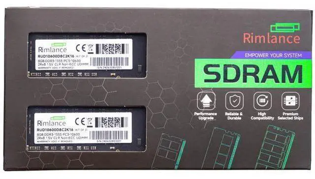Main image of Rimlance 16GB (2X8GB) 1.5V DDR3 1333MHZ PC3-10600 UDIMM 2RX8