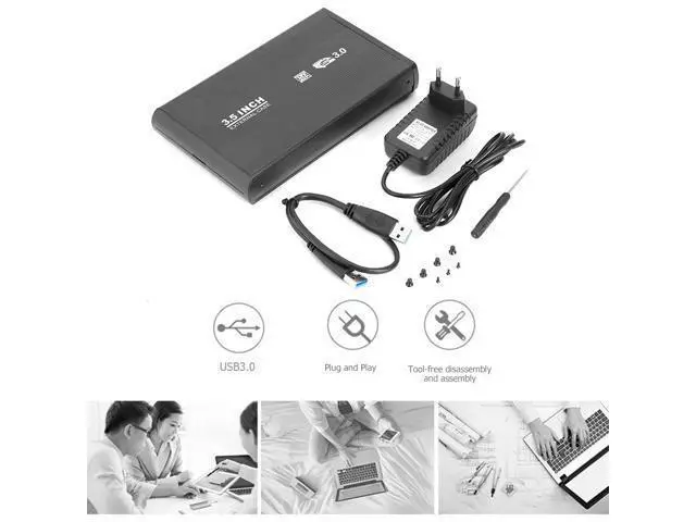 Alt view image 3 of 6 - 3.5 inch Hard Disk Case SATA To USB3.0 Aluminum Alloy HDD Case External Hard Drive Enclosure With USB Cable For Computer Laptop(A)