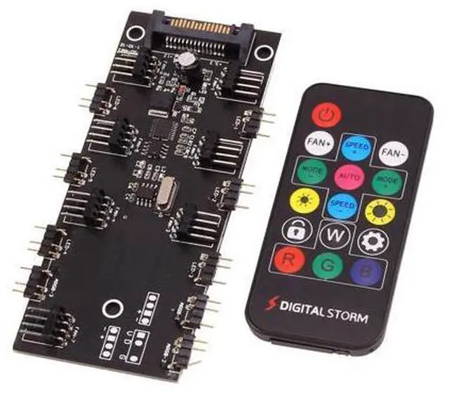 Main image of ARGB 5V Lighting+Fan Hub PWM One-Piece Controller SATA Power Supply for 4Pin 3Pin Computer Case Fan,with Remote Control