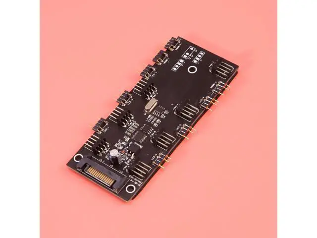 Alt view image 6 of 6 - ARGB 5V Lighting+Fan Hub PWM One-Piece Controller SATA Power Supply for 4Pin 3Pin Computer Case Fan,with Remote Control