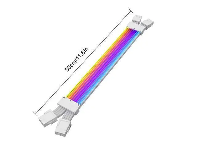 Alt view image 3 of 7 - SAMA 2x8 Pin ARGB Extension Cable Lighting PCB Board 5V 3pin Connoctors 30cm Sync for PC CPU/PCIE Cable Extension Kit White