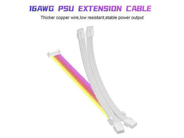 Alt view image 6 of 7 - SAMA 2x8 Pin ARGB Extension Cable Lighting PCB Board 5V 3pin Connoctors 30cm Sync for PC CPU/PCIE Cable Extension Kit White