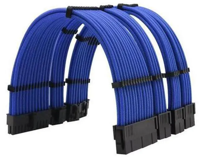 Main image of SAMA 5Pcs Extension Cable Male To Female 24PIN Motherboard 4+4Pinx2 CPU EPS 6+2Pinx2 GPU PCI-E Cable 300mm Extension Kit blue