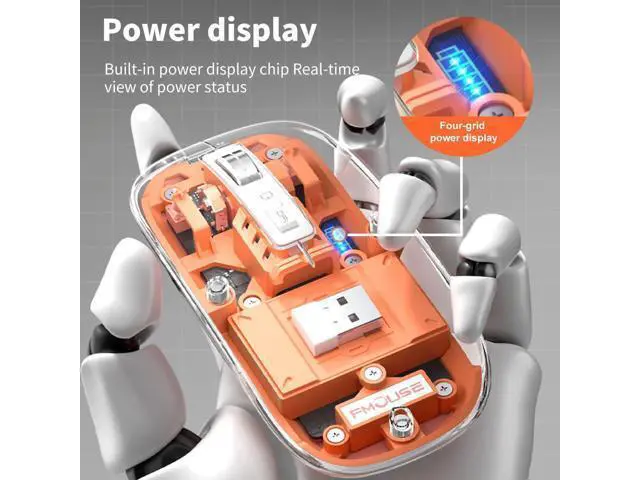 Alt view image 4 of 6 - Transparent Gaming Mouse Bluetooth Wireless Mouse with RGB Light Rechargeable Mouse for PC Gamer Notebook Laptop Accessories(Orange)