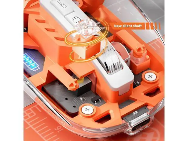 Alt view image 5 of 6 - Transparent Gaming Mouse Bluetooth Wireless Mouse with RGB Light Rechargeable Mouse for PC Gamer Notebook Laptop Accessories(Orange)