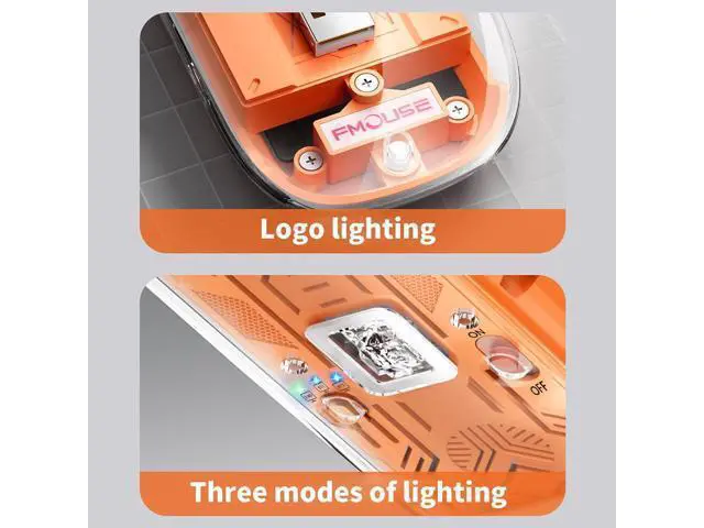 Alt view image 6 of 6 - Transparent Gaming Mouse Bluetooth Wireless Mouse with RGB Light Rechargeable Mouse for PC Gamer Notebook Laptop Accessories(Orange)