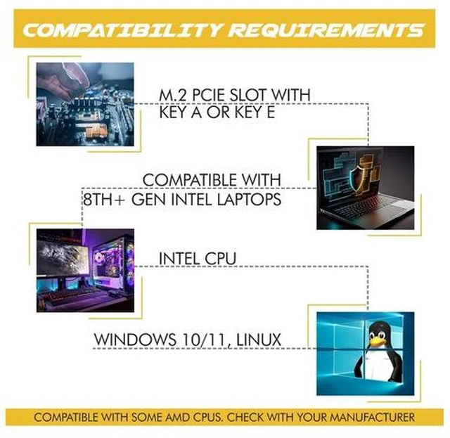 Alt view image 5 of 7 - AX1675x Killer Series Upgraded WiFi 6E Adapter | Gaming WiFi Adapter | M.2 Wifi Card | 2.4 Gbps WiFi for PC | Supports Bluetooth 5.3 & Intel, AMD with Windows 10+, Linux