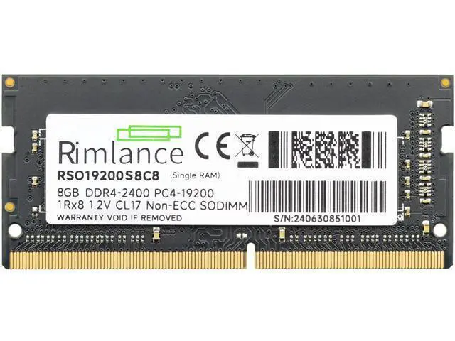 Alt view image 2 of 5 - Rimlance 8GB (1X8GB) 1.2V DDR4 2400MHZ PC4-19200 SODIMM 1RX8