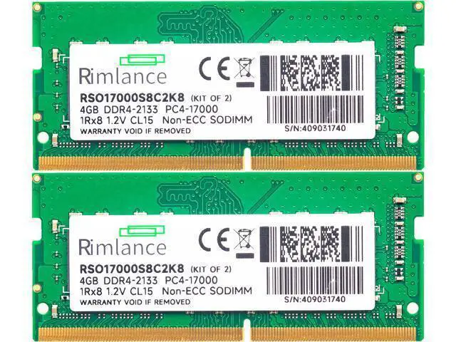 Alt view image 2 of 5 - Rimlance 8GB (2X4GB) 1.2V DDR4 2133MHZ PC4-17000 SODIMM 1RX8