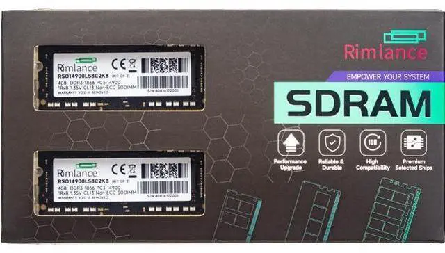 Main image of Rimlance 8GB (2X4GB) 1.35V DDR3 1866MHZ PC3-14900 SODIMM 1RX8