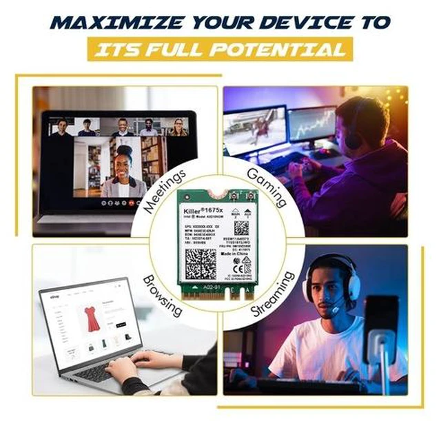 Alt view image 7 of 7 - AX1675x Killer Series Upgraded WiFi 6E Adapter | Gaming WiFi Adapter | M.2 Wifi Card | 2.4 Gbps WiFi for PC | Supports Bluetooth 5.3 & Intel, AMD with Windows 10+, Linux