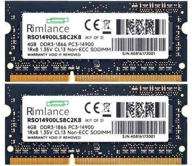 Alt view image 2 of 7 - Rimlance 8GB (2X4GB) 1.35V DDR3 1866MHZ PC3-14900 SODIMM 1RX8