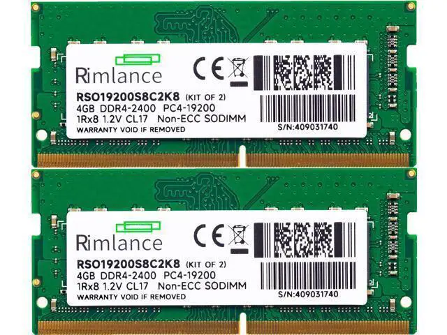Alt view image 2 of 5 - Rimlance 8GB (2X4GB) 1.2V DDR4 2400MHz PC4-19200 SODIMM 1RX8