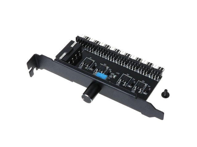 Alt view image 3 of 6 - PC 8 Channels Fan Hub Cooling Fan Speed Controller for CPU Case HDD VGA PWM Fan PCI Bracket Power By 12V SATA/4Pin Fan Control