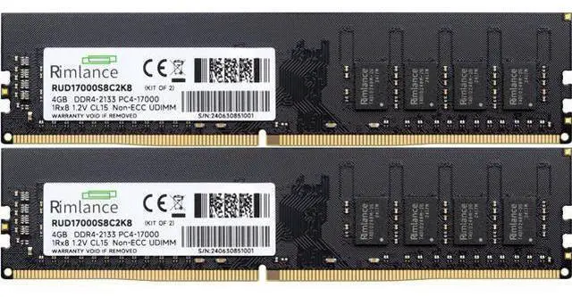 Main image of Rimlance 8GB (2X4GB) 1.2V DDR4 2133MHz PC4-17000 UDIMM 1RX8 Desktop Memory