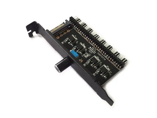 Alt view image 7 of 7 - PC 8 Channels Fan Hub Cooling Fan Speed Controller for CPU Case HDD VGA PWM Fan PCI Bracket Power By 12V SATA/4Pin Fan Control
