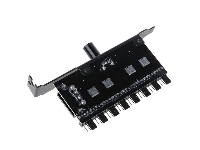 Alt view image 4 of 6 - PC 8 Channels Fan Hub Cooling Fan Speed Controller for CPU Case HDD VGA PWM Fan PCI Bracket Power By 12V SATA/4Pin Fan Control